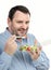 Businessman likes takeaway salad