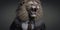 businessman with lion head