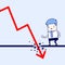 Businessman looking down at the falling arrow. Economic Collapse Definition. Cartoon character thin line style vector.