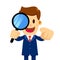 Businessman Looking Through Magnifier Glass Looking For You
