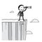 Businessman looking telescope on high cliff over cloud in the sky. leader vision concept. isolated illustration outline han