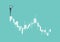 Businessman looking through telescope on the top of the finance candle graph.