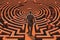 Businessman Lost in a Maze Created with Generative AI Technology