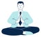 Businessman in lotus pose. Calm person. Meditation icon