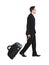 Businessman With Luggage Walking Over White Background