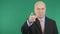 Businessman Make Confiding Hand Gestures Pointing with Finger