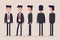 Businessman or manager from different sides. Front, rear, side view of male person. Flat vector illustration in cartoon