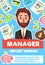 Businessman manager profession vector poster