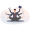 Businessman With Many Hands Multitasking And Meditating, Vector Illustration