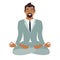 Businessman meditating. Business concept. Concept of calm business, work at office. Happy worker