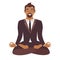 Businessman meditating.Concept of calm business,African-american man work at office.Businessman in yoga pose,lotus position.