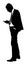 Businessman with mobile phone silhouette illustration. Handsome man in suite with hand in pocket.