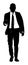 Businessman with mobile phone silhouette illustration. Relaxed man listening to music.