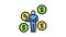 businessman and money coins color icon animation