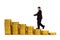 Businessman on money staircase