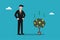 Businessman with money tree concept. Vector illustration in flat design style.