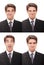 Businessman with multiple expressions