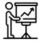 Businessman near flipchart icon, outline style