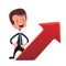 Businessman next to red arrow illustration cartoon character