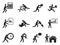 Businessman office working man icons set