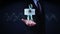 Businessman open palm, Zooming rotating body and scanning heart. Human cardiovascular system, Blue X-ray light.