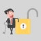 Businessman with opened padlock. 3D