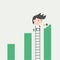 Businessman painting growing graph. Concept of help yourself.