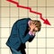 Businessman panic falling chart