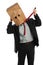 Businessman With Paper Bag on Head Pulling Ties