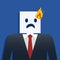 Businessman with paper burn head