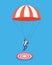 Businessman with parachute aiming on target. Risky business, success and focus vector concept