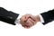 Businessman partners shaking hands with suit