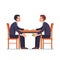 Businessman passing money under table to partner