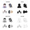 Businessman, phone in hand, conference participants, business deal. Business Conference set collection icons in cartoon