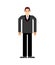 Businessman pixel art. pixelated boss. 8bit vector illustration