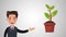 Businessman with plant of money HD animation