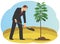 Businessman plants a tree