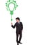 Businessman pointing green ecology light bulb