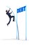 The businessman pole vaulting over debt in business concept