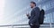 Businessman portrait of young male urban professional business man in suit