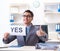 Businessman in positive yes answer in the office