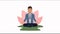 businessman practicing yoga with lotus flower