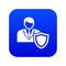 Businessman protection icon blue vector