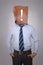 Businessman with Punctutation Mask Covering His Face