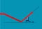 Businessman pushes up arrow. on blue background vector illustrator