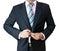 Businessman put on a black suit necktie