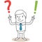 Businessman with question mark and exclamation mar