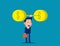 Businessman raise money. Weightlifting concept. Little business cartoon vector style