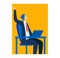 Businessman raising hand in a meeting at office. Confident male employee with laptop ready to answer. Office worker
