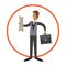 businessman reading report while holding briefcase. Vector illustration decorative design